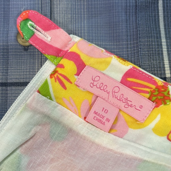 Lilly Pulitzer Fully Limned Yellow Pink Embellished Mini Pencil Skirt - Picture 8 of 10